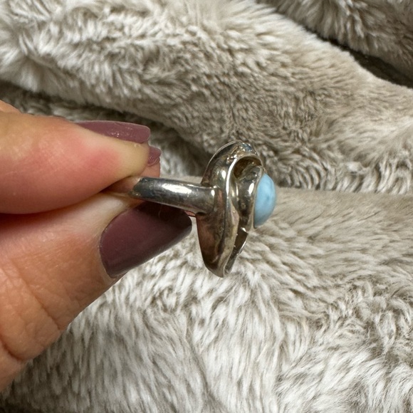 Blue abstract ring size 5. 9.25 silver ring diamond - Picture 4 of 6